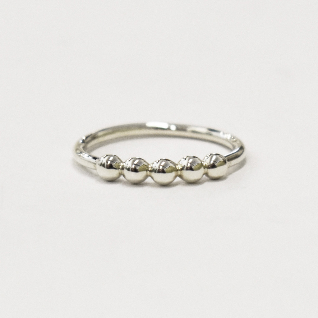 Silver Five Pebble Ring