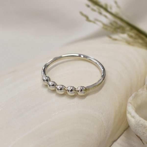 Silver Five Pebble Ring