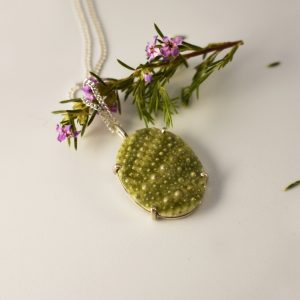Oval Green Sea Urchin Necklace