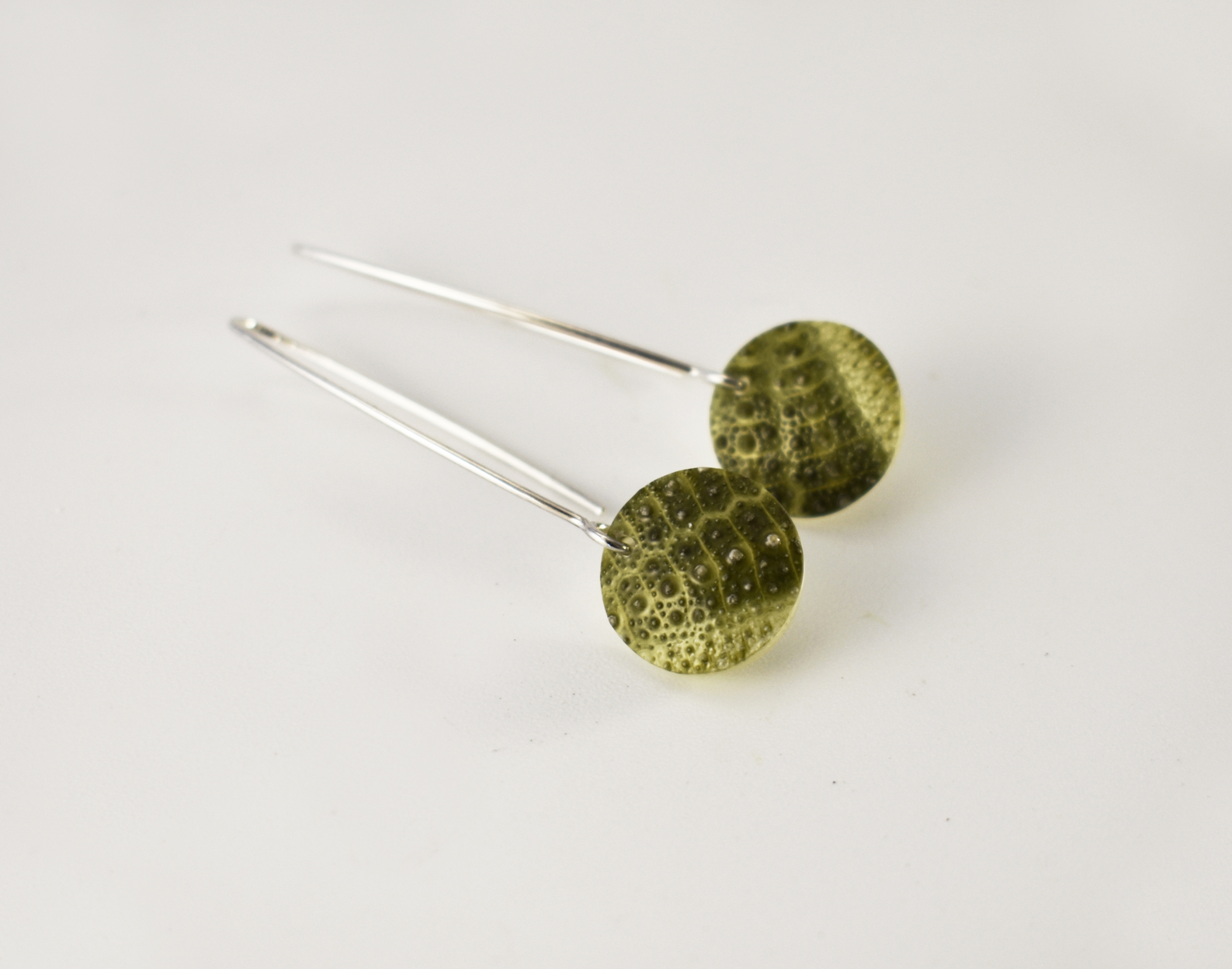 Dangling Green Sea Urchin Earrings