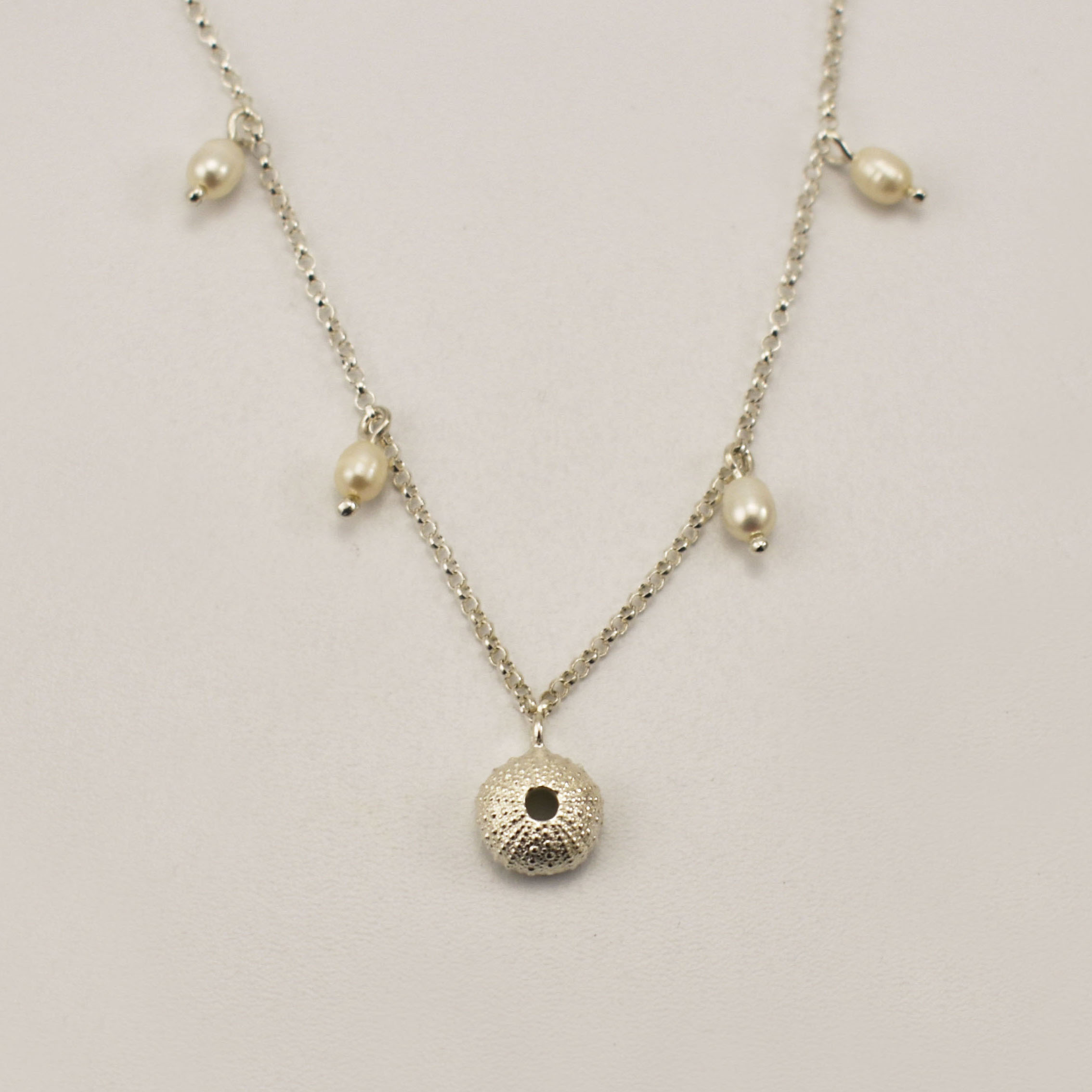 Sea Urchin Pearl Charm Necklace