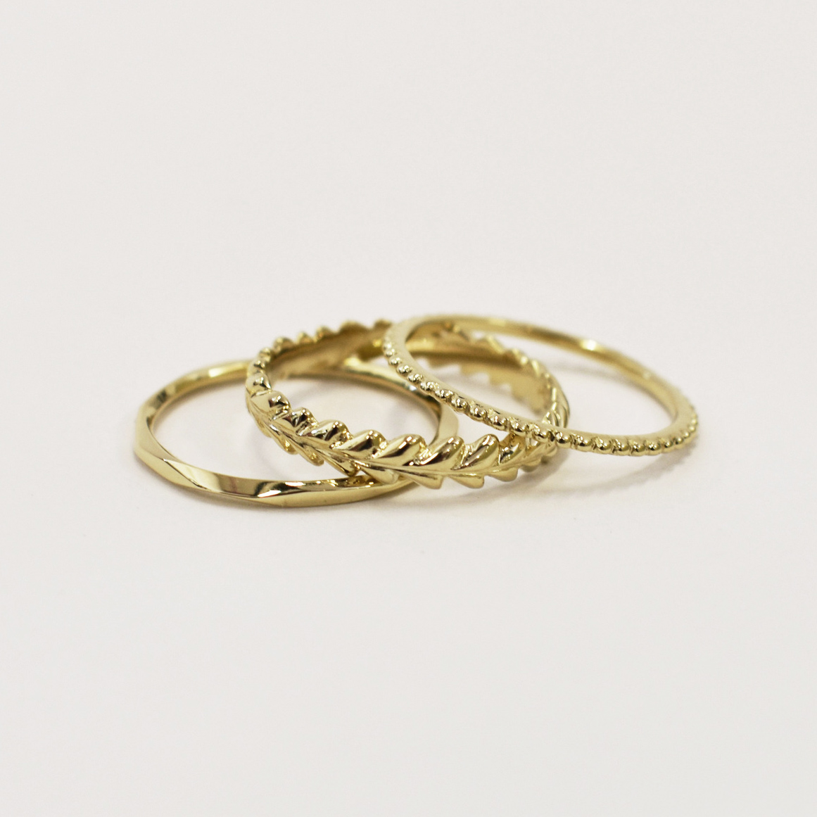 Leafy Stack Ring Set – 9ct Yellow Gold