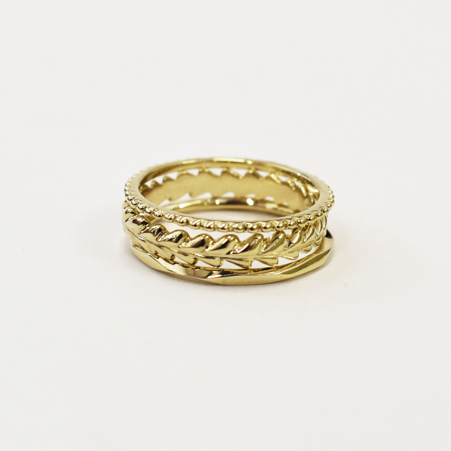 Gold Leafy Stacking Ring Set