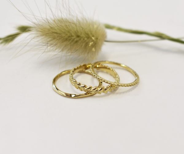 Gold Leafy Stacking Ring Set