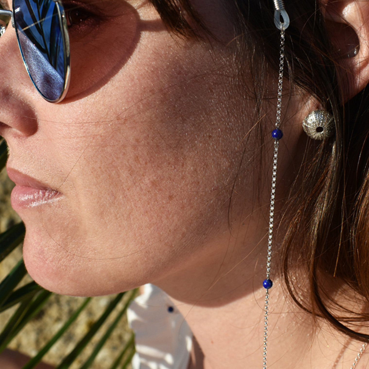 Silver Lapis Lazuli Sunglasses Chain