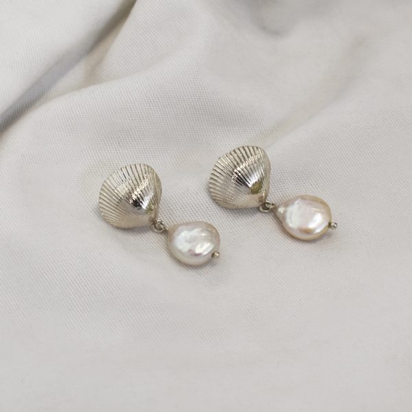 Silver Calico Pearl Earrings