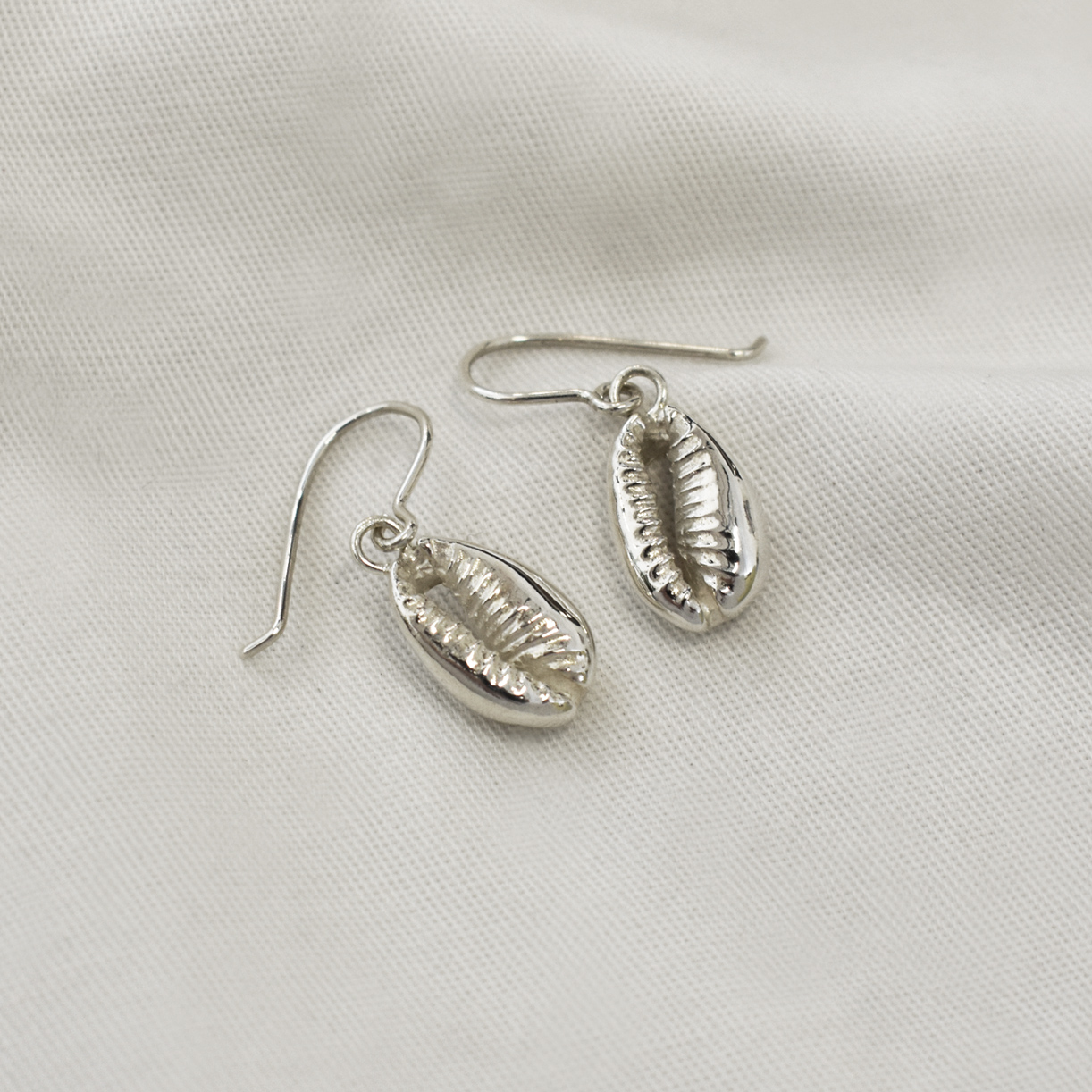 Silver Cowrie Shell Earrings