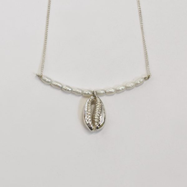 Silver Cowrie Pearl Necklace