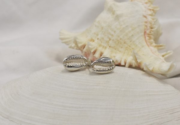 Silver Cowrie Shell Studs